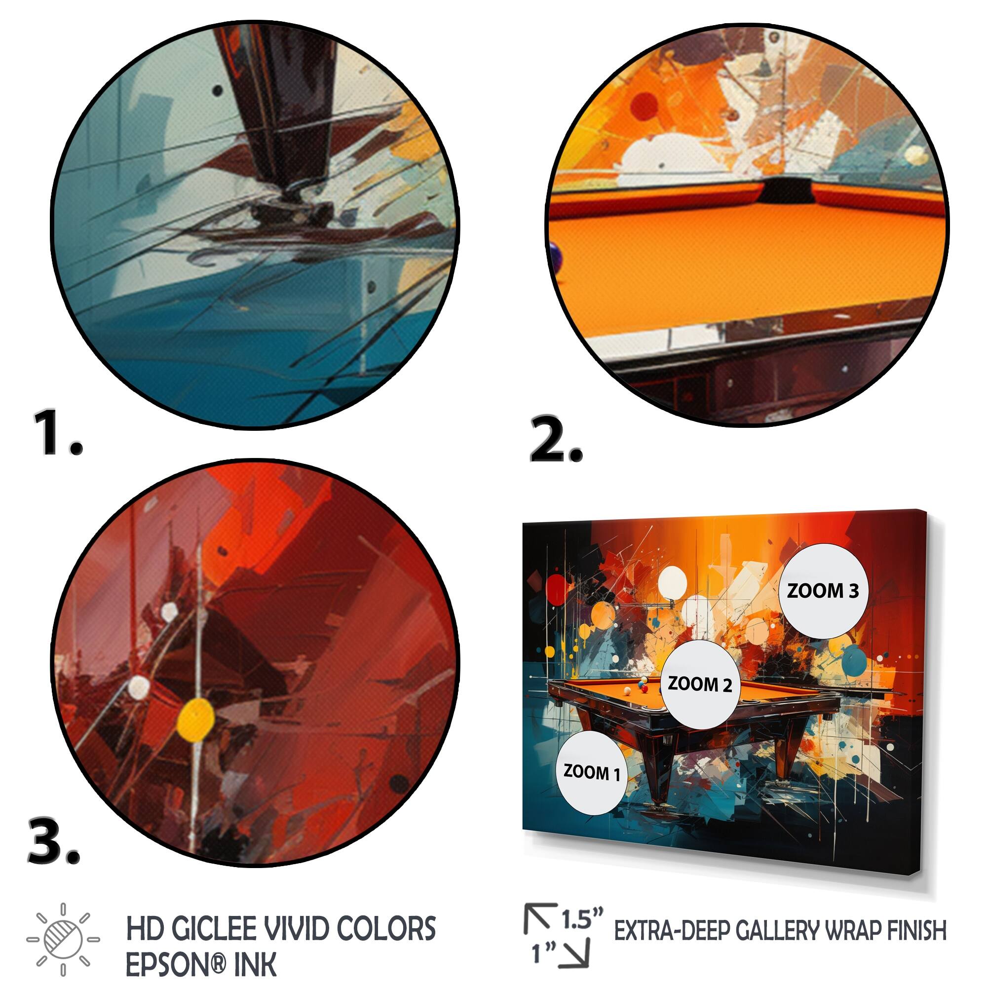 Designart "Billard Vibrant Break II" Sports Canvas Prints Set Bed Bath & Beyond 39445260